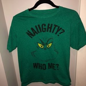 Grinch “naughty? Who me?” graphic tee